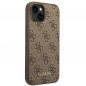 Apple iPhone 14 Plus Hülle Guess 4G Gold Logo Elegant  Braun