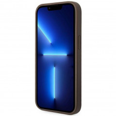 Apple iPhone 14 Plus Hülle Guess 4G Gold Logo Elegant  Braun