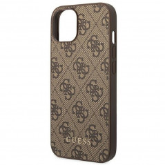 Apple iPhone 14 Plus Hülle Guess 4G Gold Logo Elegant  Braun
