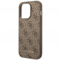 Apple iPhone 14 Pro Hülle Guess 4G Gold Logo Elegant  Braun