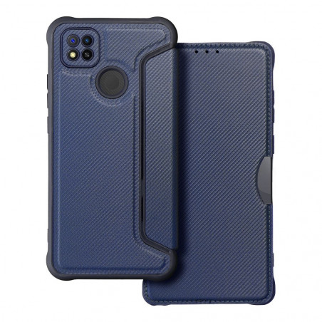XIAOMI Redmi 9C NFC Book Handytaschen Razor Book Kohlenstoff-Faser, Kohlenstoffmuster  Blau