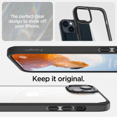 Apple iPhone 14 Plus Hülle Spigen Ultra Hybrid Kristallklar  Matt Schwarz