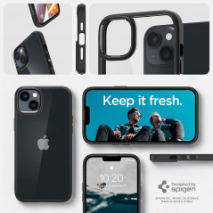 Apple iPhone 14 Plus Hülle Spigen Ultra Hybrid Kristallklar  Matt Schwarz