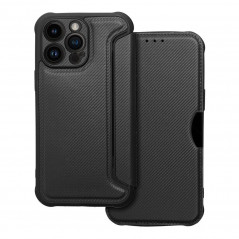 Apple iPhone 14 Pro Max Book Handytaschen Razor Book Kohlenstoff-Faser, Kohlenstoffmuster  Schwarz
