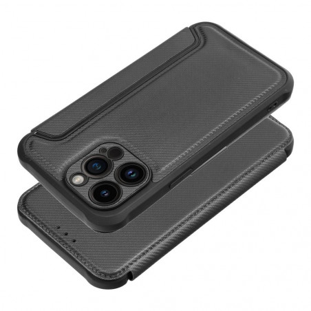 Apple iPhone 14 Pro Max Book Handytaschen Razor Book Kohlenstoff-Faser, Kohlenstoffmuster  Schwarz