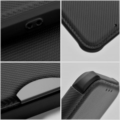 Samsung Galaxy S23 5G Book Handytaschen Razor Book Kohlenstoff-Faser, Kohlenstoffmuster  Schwarz