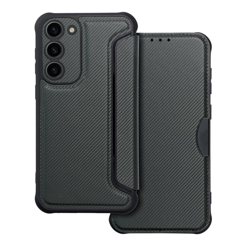 Samsung Galaxy S23 Plus 5G Book Handytaschen Razor Book Kohlenstoff-Faser, Kohlenstoffmuster  Schwarz