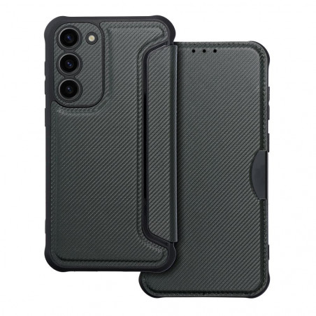 Samsung Galaxy S23 Plus 5G Book Handytaschen Razor Book Kohlenstoff-Faser, Kohlenstoffmuster  Schwarz