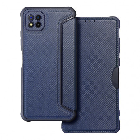 Samsung Galaxy A22 5G Book Handytaschen Razor Book Kohlenstoff-Faser, Kohlenstoffmuster  Blau