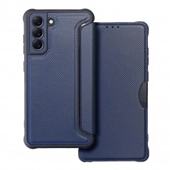 Samsung Galaxy S21 FE 5G Book Handytaschen Razor Book Kohlenstoff-Faser, Kohlenstoffmuster  Blau