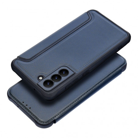 Samsung Galaxy S21 FE 5G Book Handytaschen Razor Book Kohlenstoff-Faser, Kohlenstoffmuster  Blau