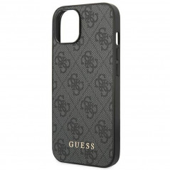 Apple iPhone 14 Plus Hülle Guess 4G Gold Logo Elegant  Grau