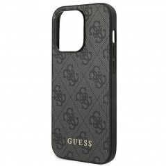 Apple iPhone 14 Pro Hülle Guess 4G Gold Logo Elegant  Grau