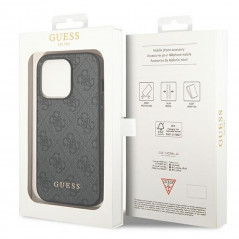 Apple iPhone 14 Pro Hülle Guess 4G Gold Logo Elegant  Grau