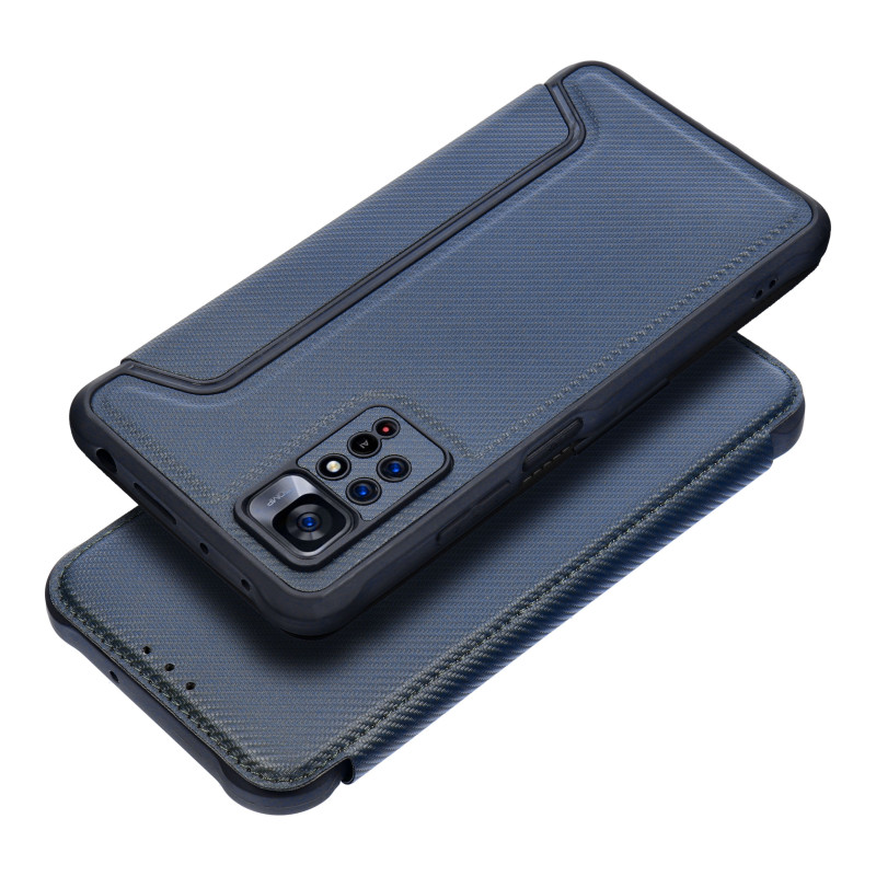 XIAOMI Redmi 10C Book Handytaschen Razor Book Kohlenstoff-Faser, Kohlenstoffmuster  Blau