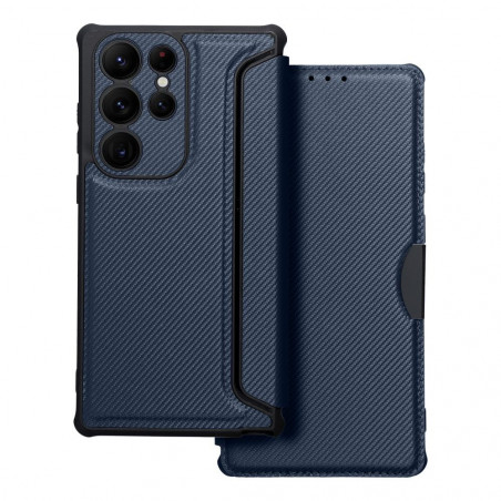 Samsung Galaxy S23 Ultra 5G Book Handytaschen Razor Book Kohlenstoff-Faser, Kohlenstoffmuster  Blau
