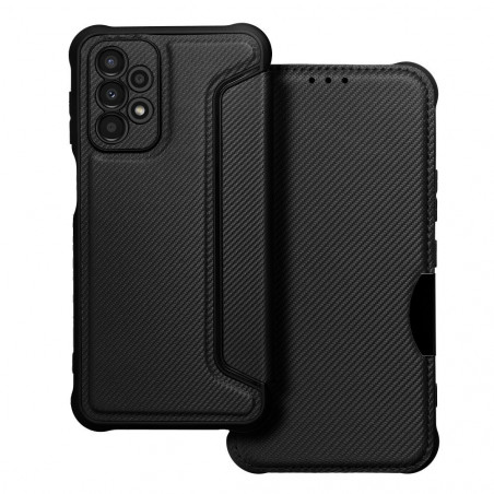 Samsung Galaxy A23 5G Book Handytaschen Razor Book Kohlenstoff-Faser, Kohlenstoffmuster  Schwarz