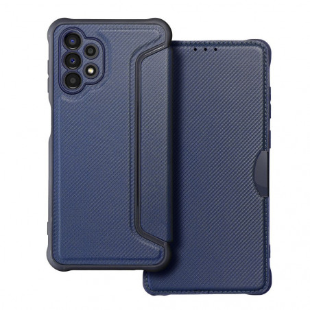 Samsung Galaxy A13 LTE Book Handytaschen Razor Book Kohlenstoff-Faser, Kohlenstoffmuster  Blau