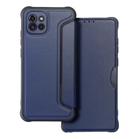 Samsung Galaxy A03 Book Handytaschen Razor Book Kohlenstoff-Faser, Kohlenstoffmuster  Blau