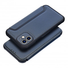 Apple iPhone 12 Book Handytaschen Razor Book Kohlenstoff-Faser, Kohlenstoffmuster  Blau