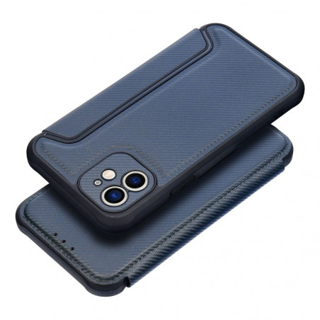 Apple iPhone 12 Book Handytaschen Razor Book Kohlenstoff-Faser, Kohlenstoffmuster  Blau