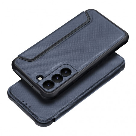 Samsung Galaxy S22 Book Handytaschen Razor Book Kohlenstoff-Faser, Kohlenstoffmuster  Blau