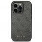Apple iPhone 14 Pro Max Hülle Guess 4G Gold Logo Elegant  Grau