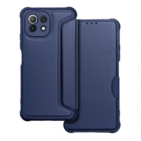 XIAOMI Mi 11 Lite Book Handytaschen Razor Book Kohlenstoff-Faser, Kohlenstoffmuster  Blau