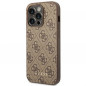 Apple iPhone 14 Pro Max Hülle Guess 4G Gold Logo Elegant  Braun