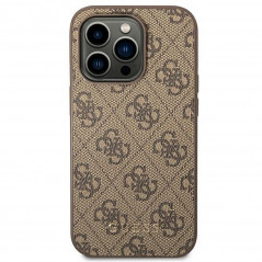 Apple iPhone 14 Pro Max Hülle Guess 4G Gold Logo Elegant  Braun