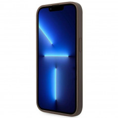 Apple iPhone 14 Pro Max Hülle Guess 4G Gold Logo Elegant  Braun