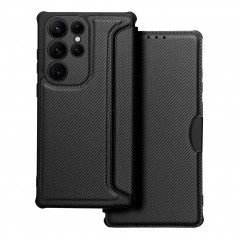 Samsung Galaxy S23 Ultra 5G Book Handytaschen Razor Book Kohlenstoff-Faser, Kohlenstoffmuster  Schwarz