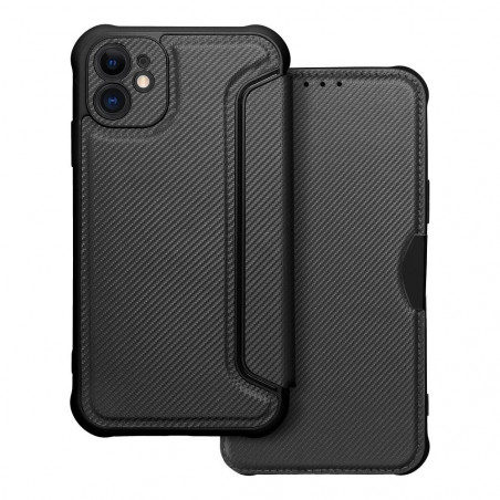Apple iPhone 11 Book Handytaschen Razor Book Kohlenstoff-Faser, Kohlenstoffmuster  Schwarz