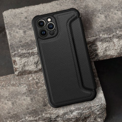 Apple iPhone 11 Book Handytaschen Razor Book Kohlenstoff-Faser, Kohlenstoffmuster  Schwarz