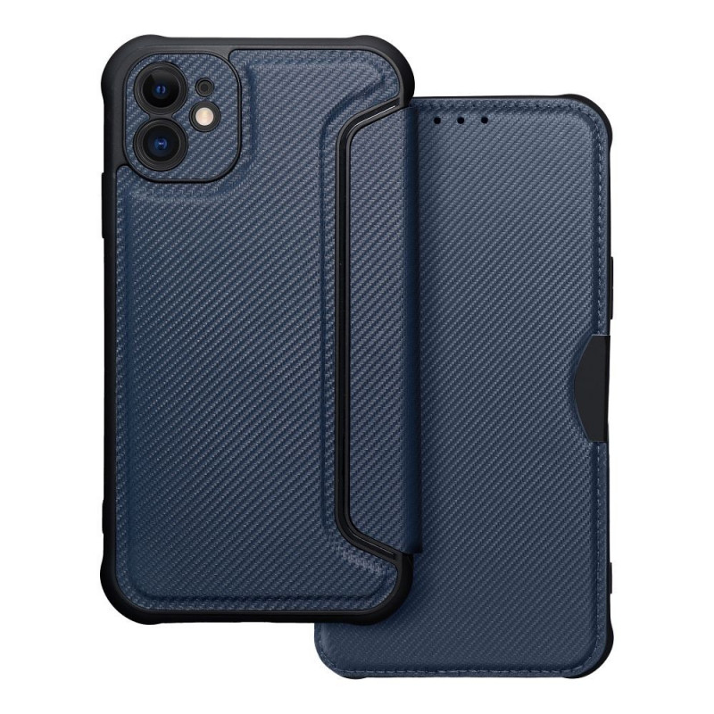 Apple iPhone 11 Book Handytaschen Razor Book Kohlenstoff-Faser, Kohlenstoffmuster  Blau