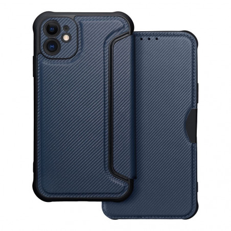 Apple iPhone 11 Book Handytaschen Razor Book Kohlenstoff-Faser, Kohlenstoffmuster  Blau