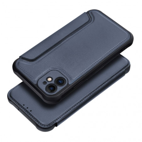 Apple iPhone 11 Book Handytaschen Razor Book Kohlenstoff-Faser, Kohlenstoffmuster  Blau