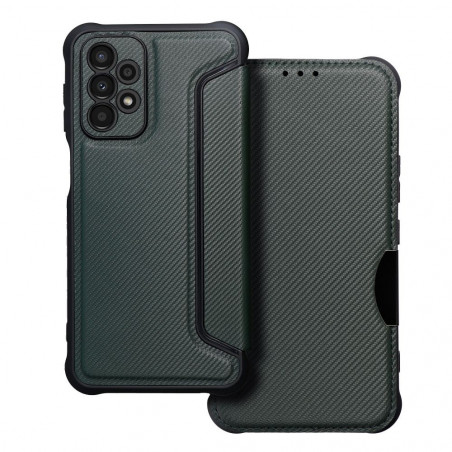 Samsung Galaxy A23 5G Book Handytaschen Razor Book Kohlenstoff-Faser, Kohlenstoffmuster  Dunkelgrün