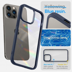 Apple iPhone 14 Pro Hülle Spigen Ultra Hybrid Kristallklar  Navy blau