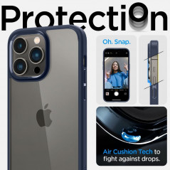 Apple iPhone 14 Pro Hülle Spigen Ultra Hybrid Kristallklar  Navy blau