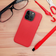 Apple iPhone 13 Hülle Leather Mag Cover Elegant  MagSAFE  Rot