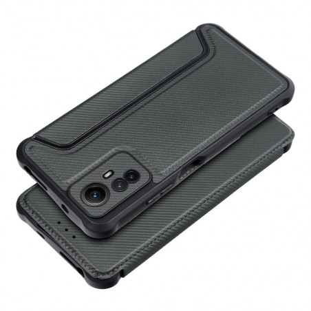 XIAOMI Redmi Note 12s Book Handytaschen Razor Book Kohlenstoff-Faser, Kohlenstoffmuster  Dunkelgrün