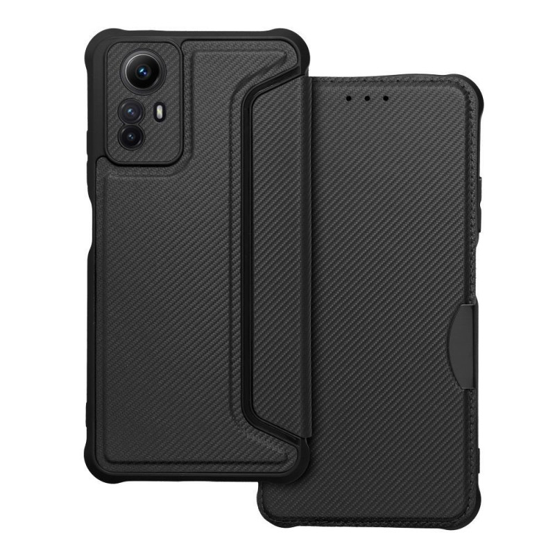 XIAOMI Redmi Note 12s Book Handytaschen Razor Book Kohlenstoff-Faser, Kohlenstoffmuster  Schwarz