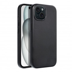 Apple iPhone 15 Hülle Leather Mag Cover Elegant  MagSAFE  Schwarz