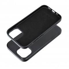Apple iPhone 15 Hülle Leather Mag Cover Elegant  MagSAFE  Schwarz