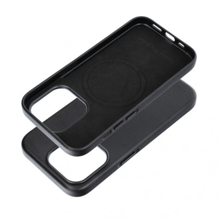 Apple iPhone 15 Pro Hülle Leather Mag Cover Elegant  MagSAFE  Schwarz