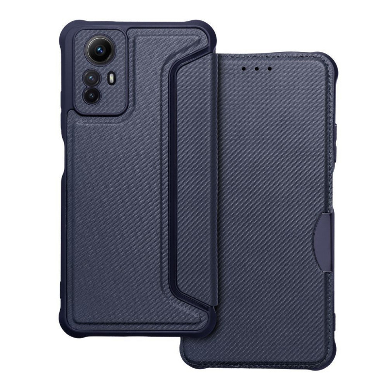 XIAOMI Redmi Note 12s Book Handytaschen Razor Book Kohlenstoff-Faser, Kohlenstoffmuster  Blau
