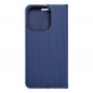 Apple iPhone 15 Pro Book Handytaschen LUNA Book Carbon Kohlenstoff-Faser, Elegant  Blau