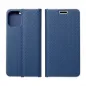 Apple iPhone 15 Pro Book Handytaschen LUNA Book Carbon Kohlenstoff-Faser, Elegant  Blau