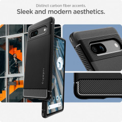 Google Pixel 7a Hülle Spigen Armor Kohlenstoff-Faser, Elegant  Schwarz